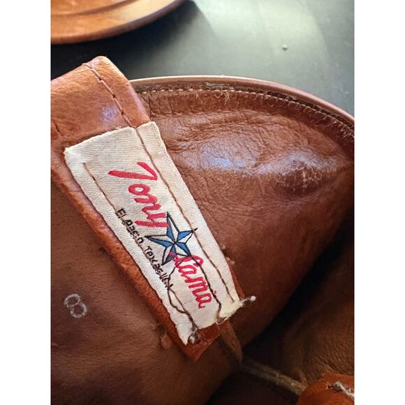 Tony Lama CT873 Exotic Brown Full Quill Ostrich Goat Cowboy Boots USA 10D WORN - Picture 10 of 12